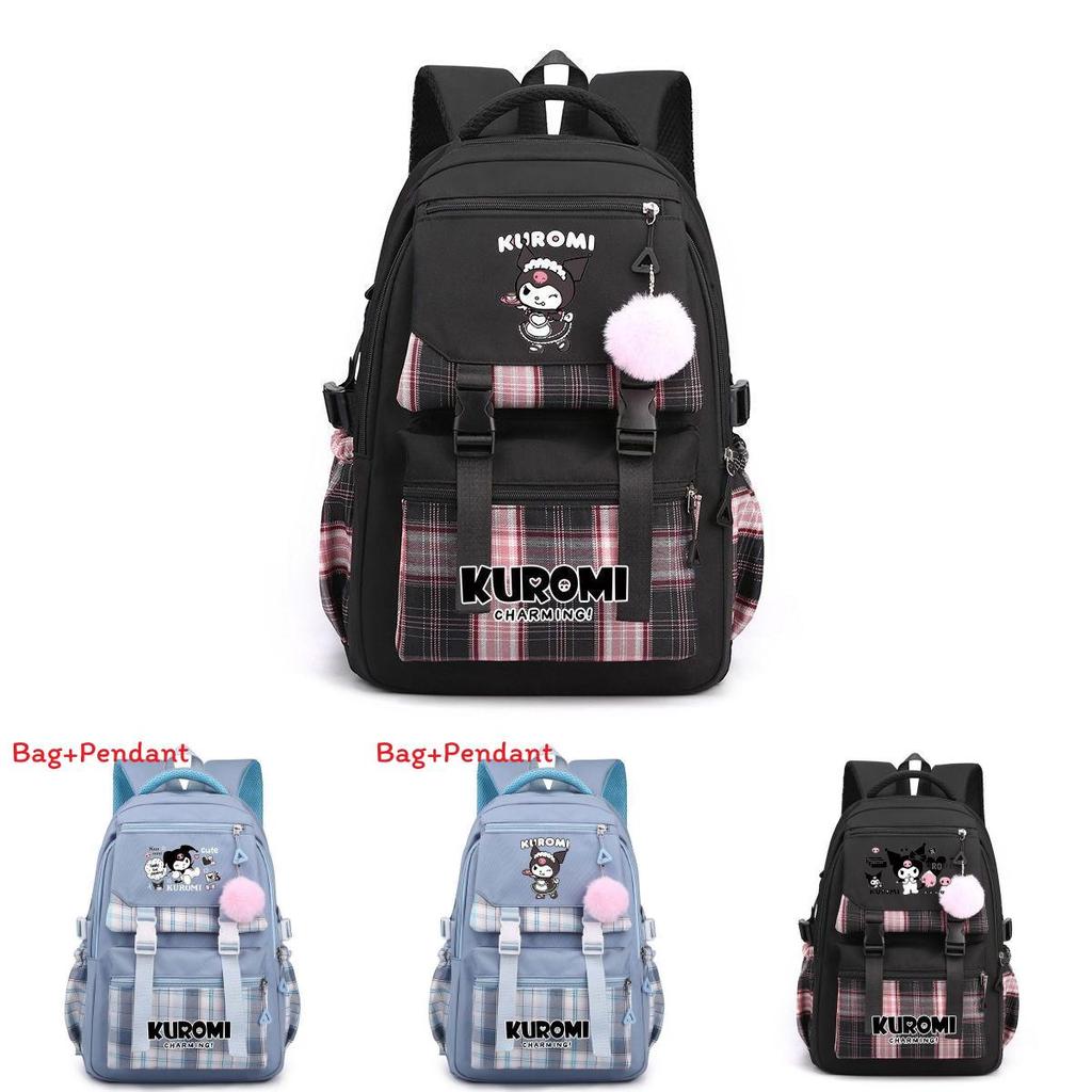 Zaino a Libro di Kuromi per Bambini Zaino in Nylon con Cartone Animato di Ragazza per Viaggi e Scuola