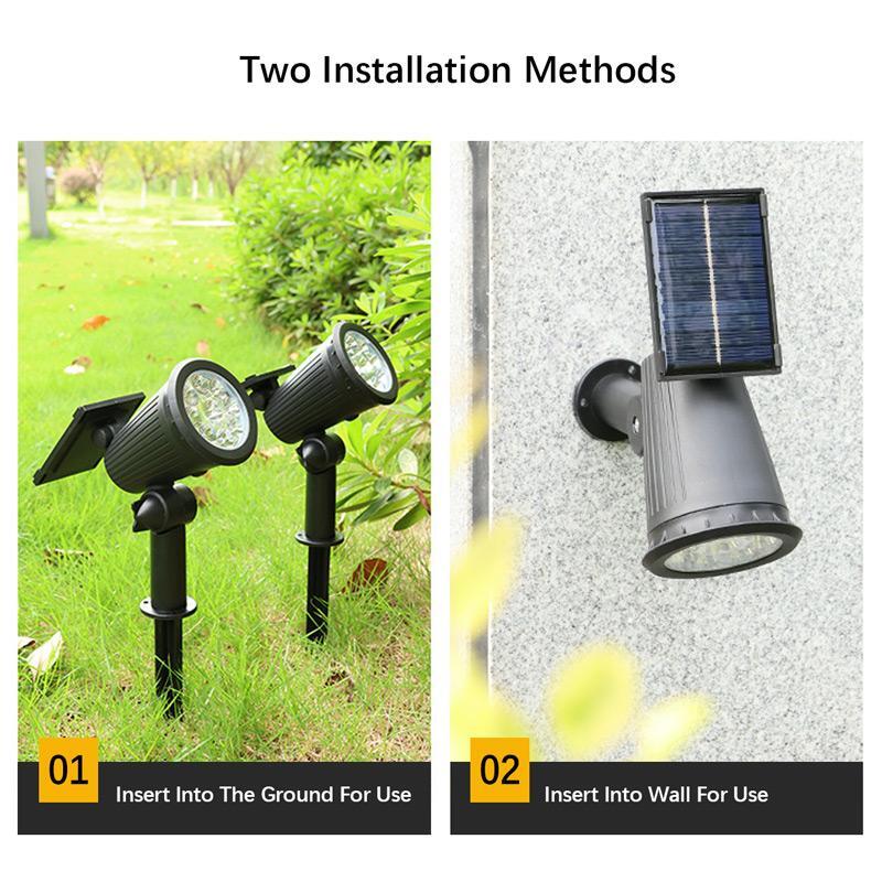 9 LED Outdoor Solar Spotlights Waterproof IP65 Brightness Adjustable Spot Light for Outdoor Garden Backyard Lawn Decor Lighting