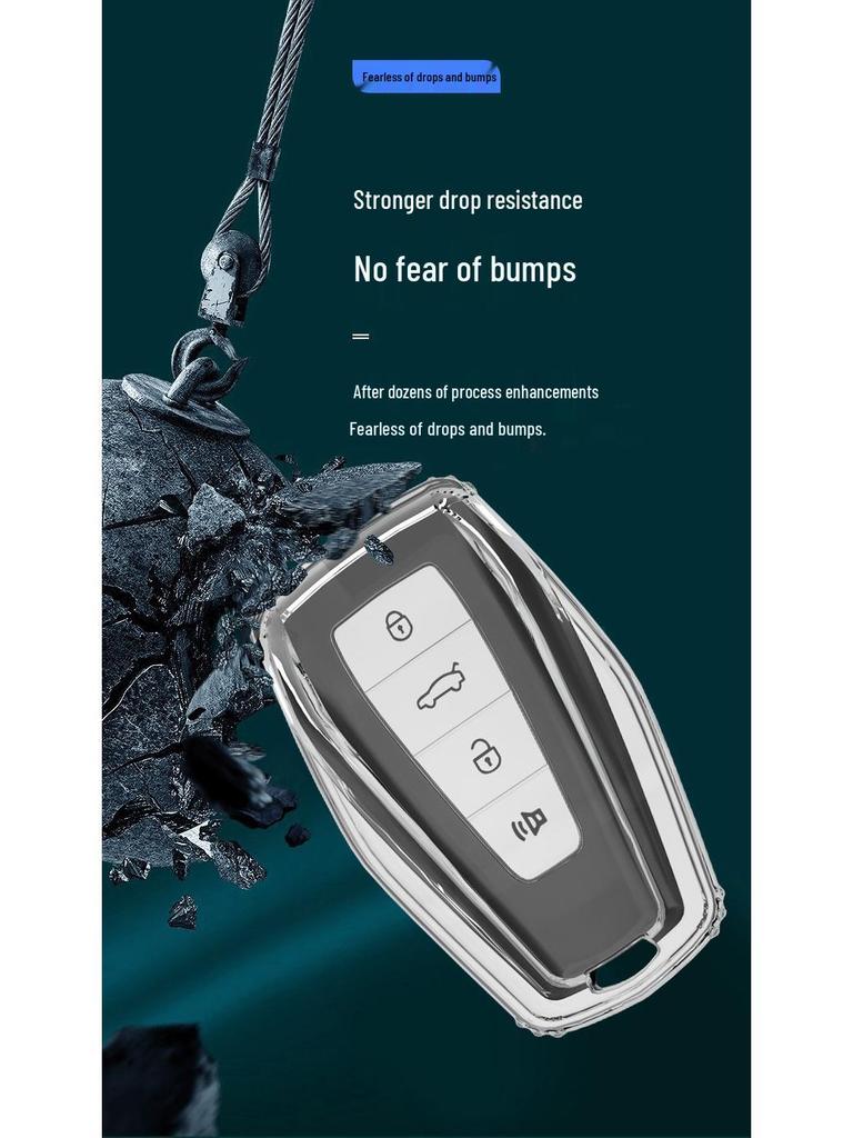 Pouzdro na klíč Geely pro Boyue, Binrui, Xingrui, Geometry E, Emgrand, Icon, Vision, Xingyue L - Průhledný obal s přezkou