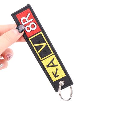 Aviation Gift Double-Sided Embroidery Pilot Av8R Airport Taxiway Pattern Memorial Key Chain Keychain Rectangle Keyring