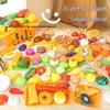 Cross-Border Kids' Fruit Cutting Toy Set: Simulation Veggie & Fruit Basket with Role-Playing Pizza Kitchenware for Boys & Girls