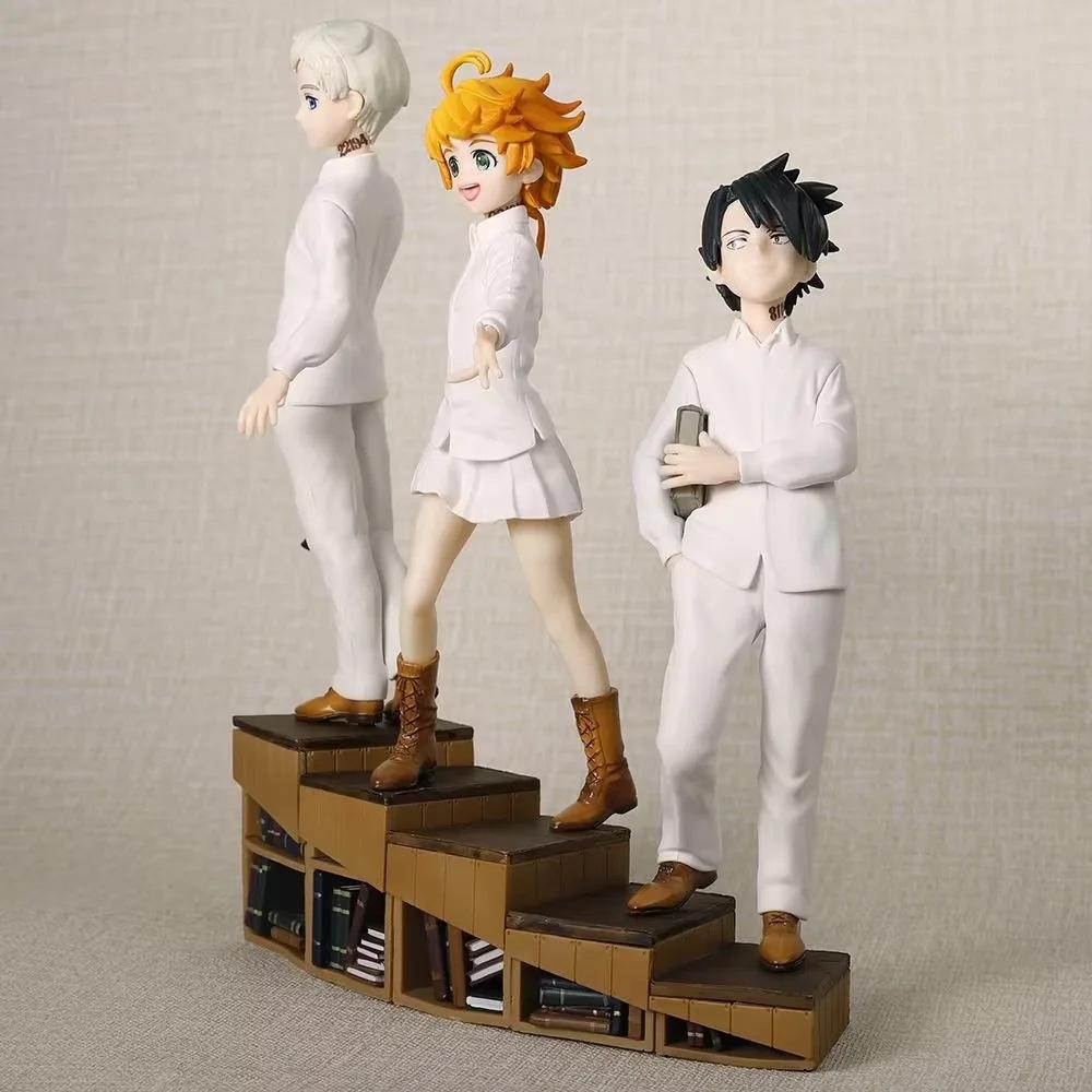 The Promised Neverland Norman Emma Ray 1/8 Scale Standing Anime Action Figure Set Collectible Boxed Statue With Book Shelf Base