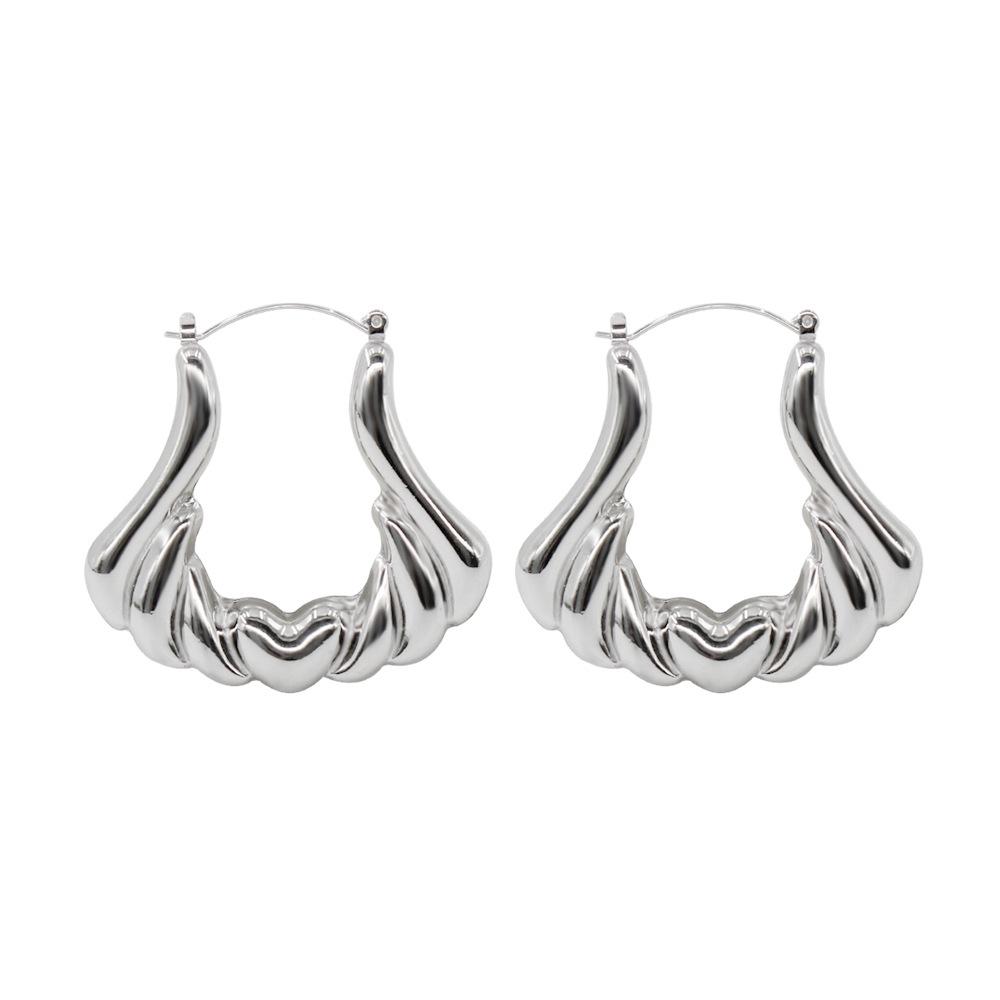 Trendy Retro Titanium Steel Twisted Heart Stud Earrings for Women