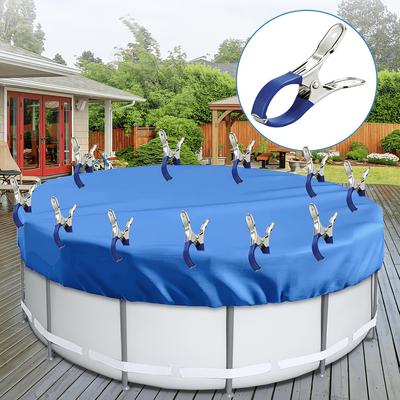 Stainless Steel Heavy-Duty Anti-Slip Pool Cover Clamp, Ground Pool Cover Clamp, Stainless Steel Pool Cover Clamp, Rust-Resistant Spring Clamp
