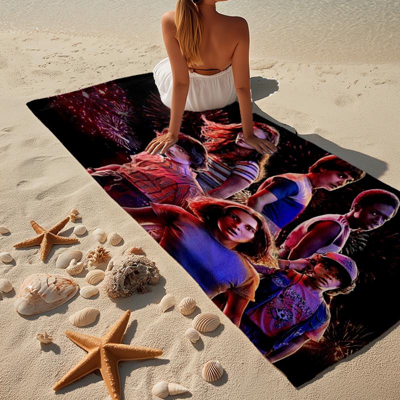1PC Stranger Eleven Upside Down Beach Towel - Soft, Absorbent Microfiber, Lightweight, Ideal for The Beach, Parties, Travel, Camping fan gifts