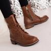 Plus Big Size 34-48 Combat Boots Side Zipper Women Boots Casual Cross Strap Short Boots Cowboy Boots Ankle Boots for Women
