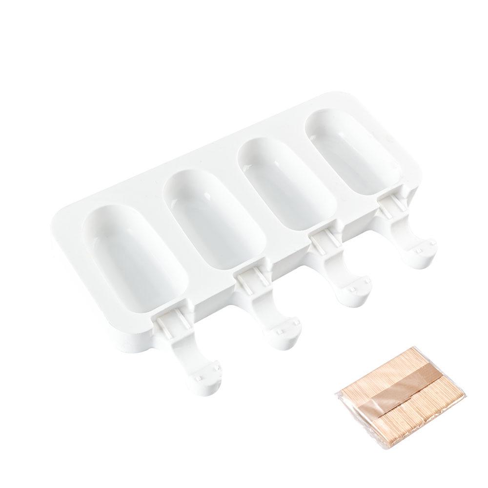DIY 4-Cavity Oval Silicone Ice Cream & Popsicle Mold