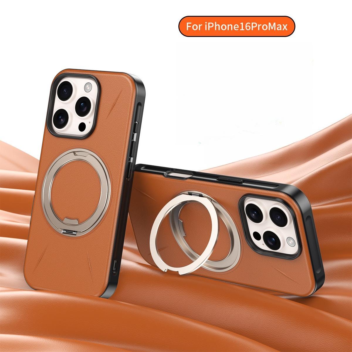 

Подходит для Apple 17promax кожаный магнитный вращающийся держатель с шестеренками чехол для телефона кросс-граничный 16air амортизация кожи iPhone 14 оранжевый