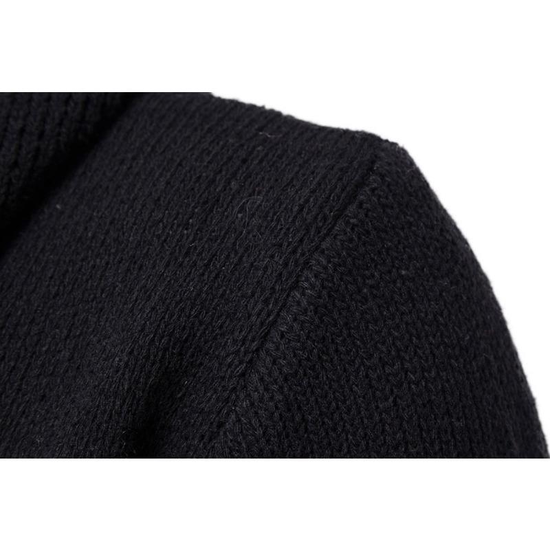 Herren Strickjacke mit Kapuze Dicker Pullover Winter Neuer Pullover zum Tragen eines warmen Freizeitmantels Schlanker bequemer modischer schwarzer Mantel