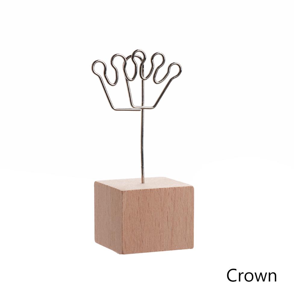 1 PC Metal Desktop Ornaments Simplicity Picture Frame Photo Clip Memo Holder Square Wooden