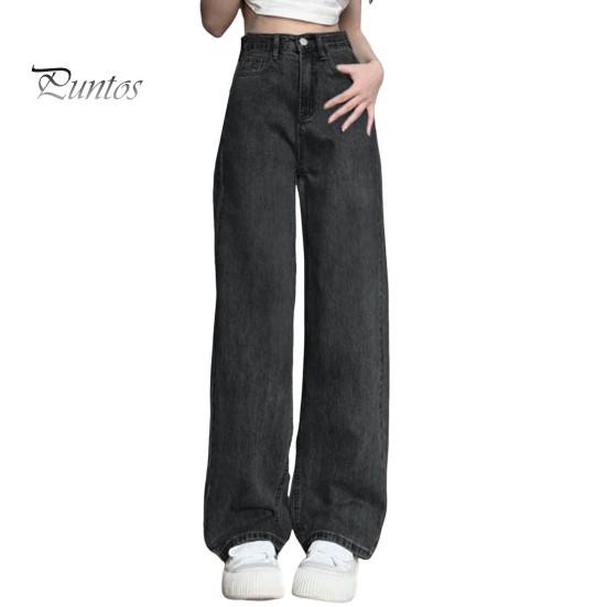

Женские джинсы с высокой талией, застежкой-молнией, винтажные, свободные, с карманами, прямые, широкие, уличные брюки, повседневная одежда, длинные брюки S