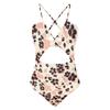 Women's One-Piece Fashion Sexy Print Cross Bikini Beach Swimsuit (With Chest Pad Without Bra)