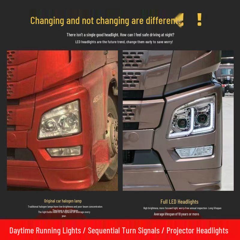 Jiefang JH6 Heavy-Duty Truck Dual-Lens All-LED Headlight Upgrade Kit