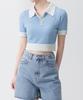 MUSINSA STANDARD WOMAN Women'S Boucle Knitted Polo Shirt [Sky Blue]
