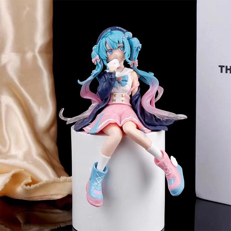 Cute Pink Sitting Pose Hatsune Miku Pvc Figure For Teens