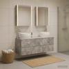 5 Piece Bathroom Furniture Set in Concrete Grey Made of Engineered Wood and Glass