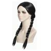 Cosplay Addams Family Zwarte Lange Vlecht Pruik Hoge Temperatuur Zijde Dagelijkse Slijtage Dames Volledige Pruiken Festival Feest Gesimuleerd Haar