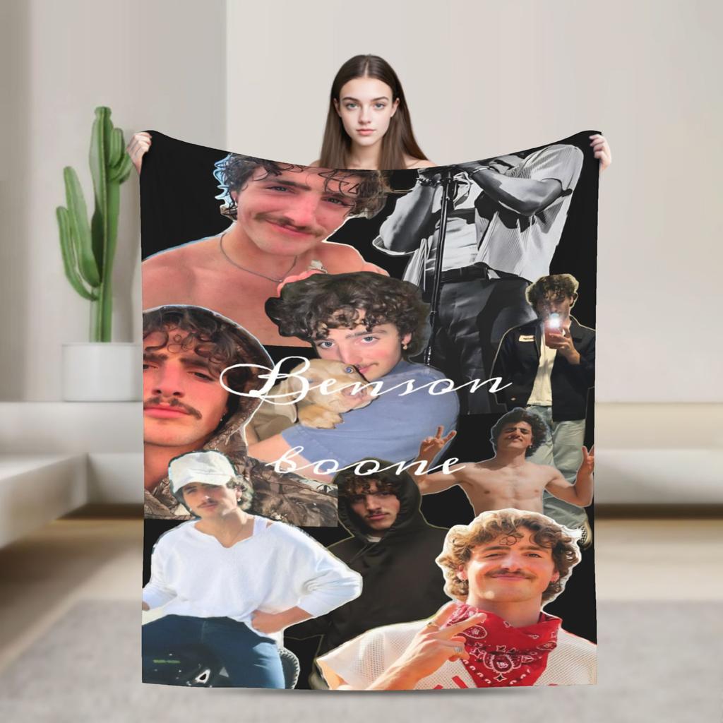 Benson Boone American Singer Blankets Warm Soft Plush Bedding Throws For Couch Bed Airplane Travel Flannel Bedspread Bed Cover