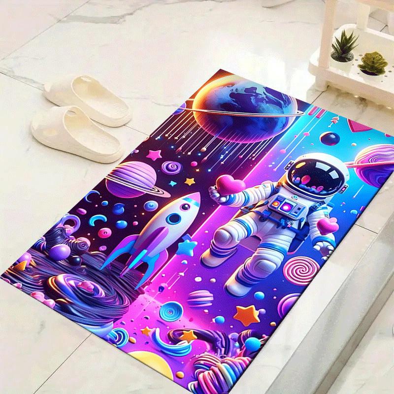 1pc Astronauts and outer space Print, Design Indoor Area Rug - Soft, Anti-Slip, and Durable Gaming Room Decor for Bedroom