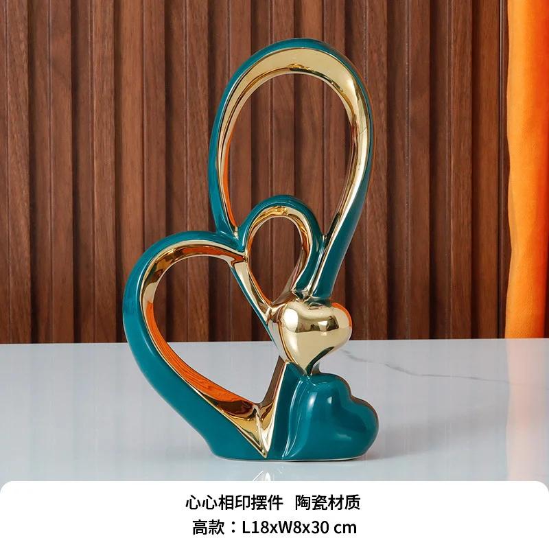 Sculpture décorative d'ambiance romantique nordique en céramique, connexion amoureuse, lumière, luxe, combinaison, décoration pour la maison, la Saint-Valentin