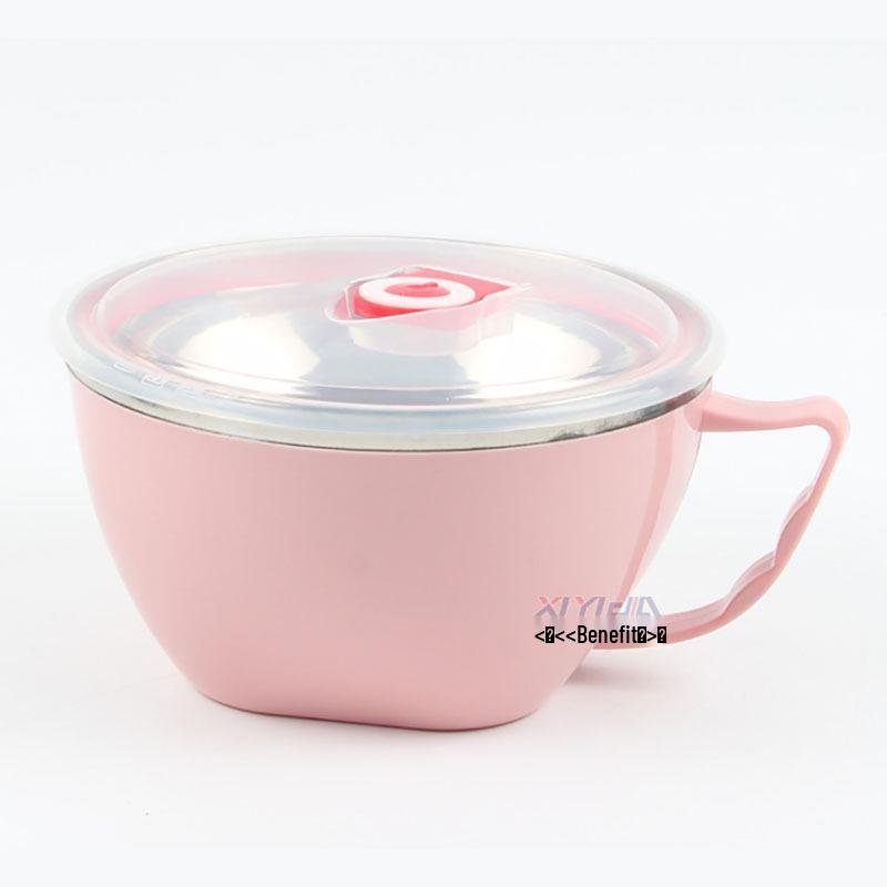 Stainless Steel Insulated Noodle & Soup Bowl with Lid and Handle - Portable Lunch Box