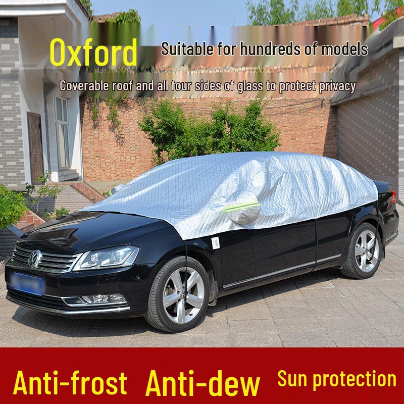 Frost & Snow-Proof Car Cover: Sunshade, Rainproof, Dust & Freeze Protection for Sedan/Off-road Vehicles Small Half Cover [Grey]