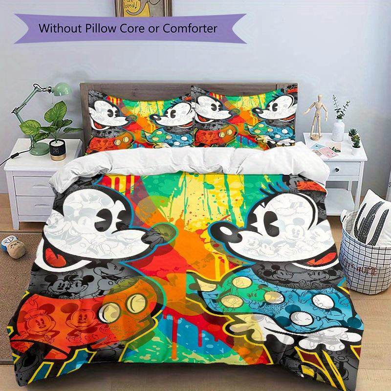 3pcs set Mickey Mouse, Pop Art, Colorful Bedding Set with Duvet Cover+Pillowcases, All-Season Polyester, Zipper Closure79