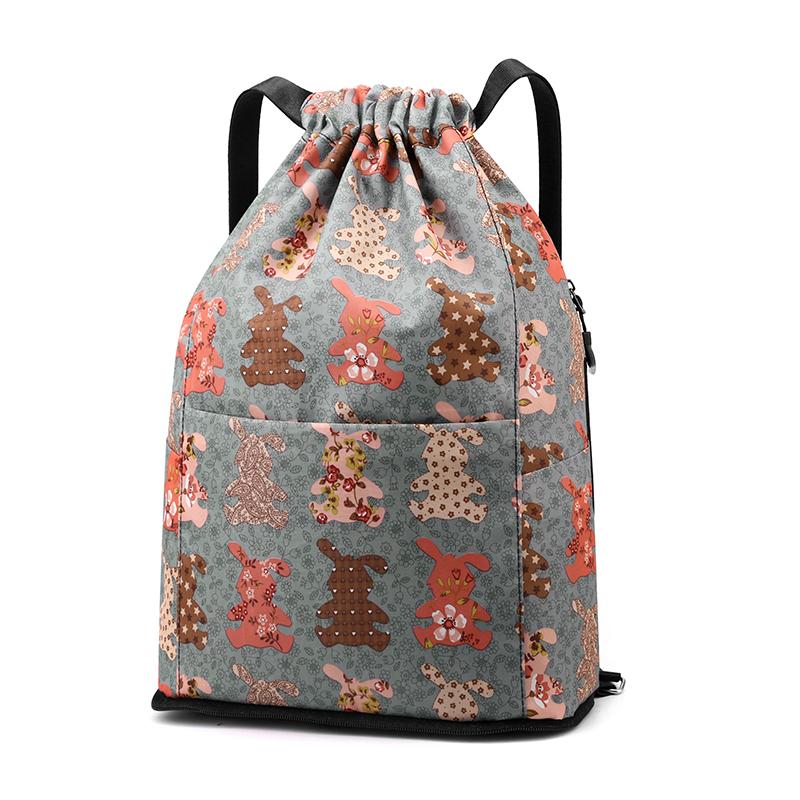 Fashion Women Drawstring Bag Backpack Fabric Girls Daypack Backpack Female Portable Folding Bag Shopping Backpack