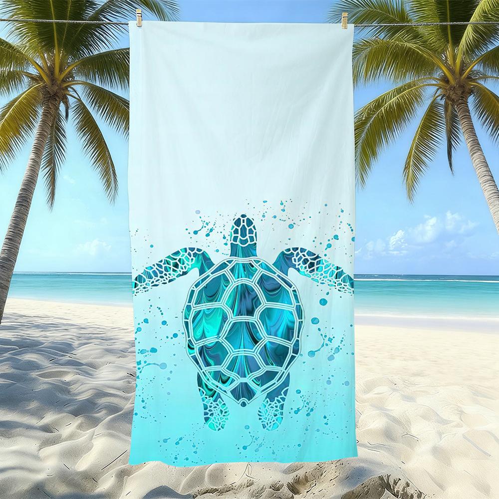 Seaside Microfiber Beach Towel, Water-Absorbing Quick-Drying Double-Sided Velvet Printed Bath Towel