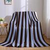 Contrasting Brown & Blue Stripes Flannel Blanket Warm Soft Halloween Christmas Couch Warm Cozy Decorative Decor for All Season