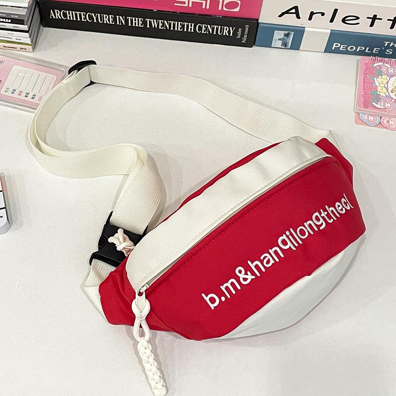 New Fashion Brand Ins High Value Fashion Personality Contrasting Chest Bag Waist Bag Letter Embroidered Crossbody Single Shoulder Mobile Phone Bag