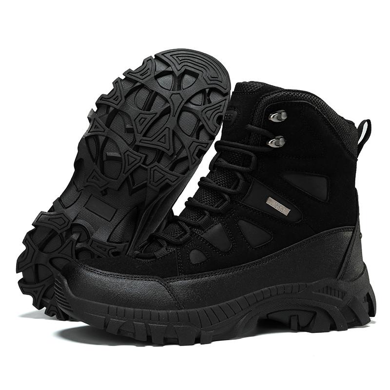 High-Quality Khaki Men's Hiking Boots High-Top Platform Trekking Shoes Men Non-Slip Training Outdoor Male Boots botas masculino