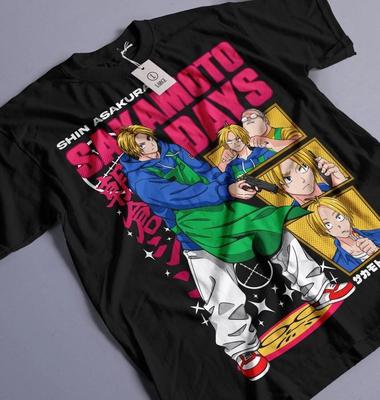 Anime Sakamoto Days Shin Asakura Černé tričko Velikost S - 5XL Unisex tričko