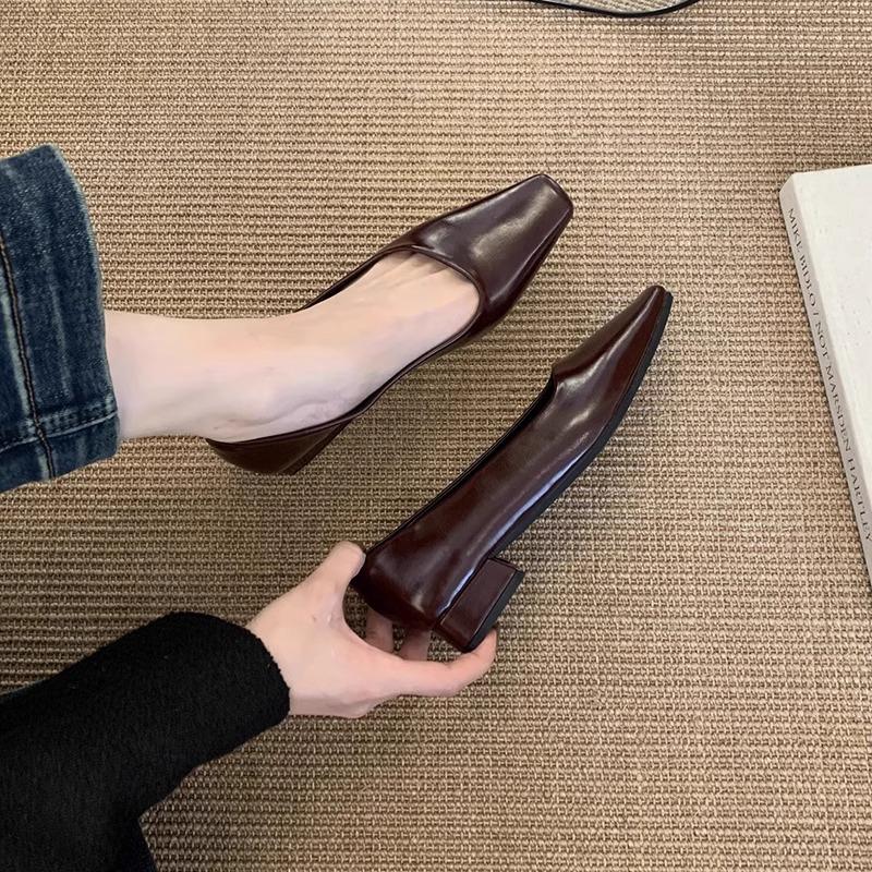 New Genuine Leather Multi-color Low-heeled Women's Shoes Round Toe Flats Bottom Shallow Cut Single Shoe Casual Versatile Loafers