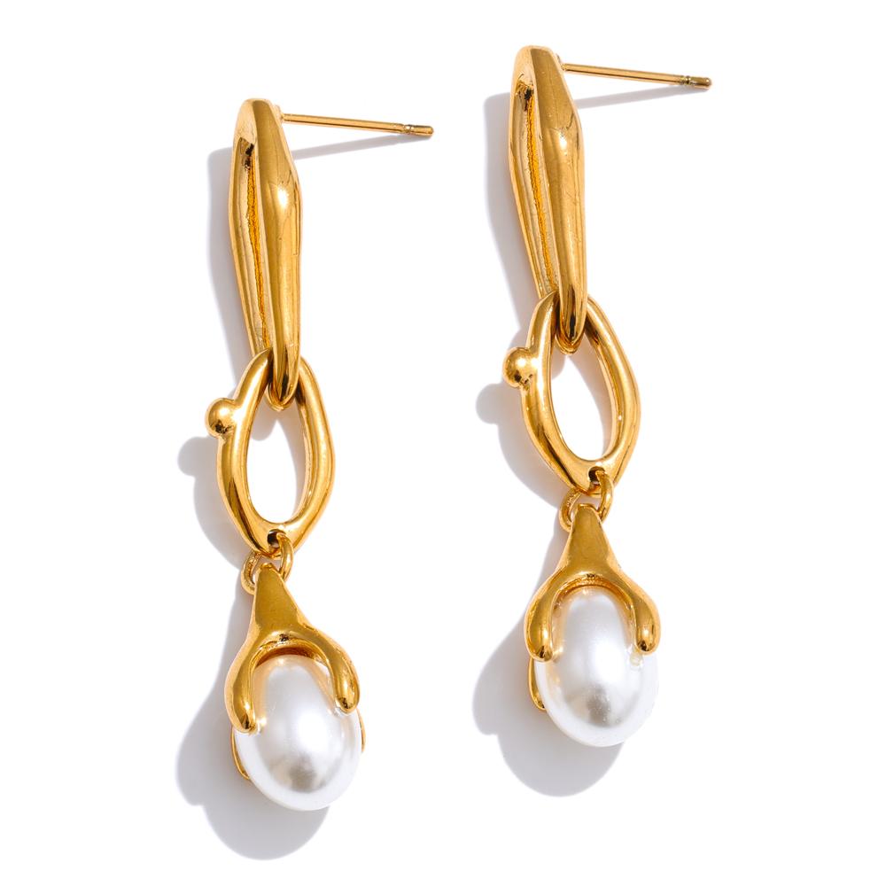 

Eetit Популярные Длинные Висячие Серьги из Нержавеющей Стали с Имитацией Жемчуга, Водостойкие, Элегантные, Шикарные, Очаровательные, Повседневные Украшения золотой