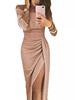 Funkelndes One-Shoulder Bodycon Abendkleid mit hohem Schlitz für Damen