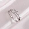 Chao Xiaobai 925 Sterling Silber Schmetterlingsring mit Zirkonia - Offenes doppellagiges geometrisches Design für Damen