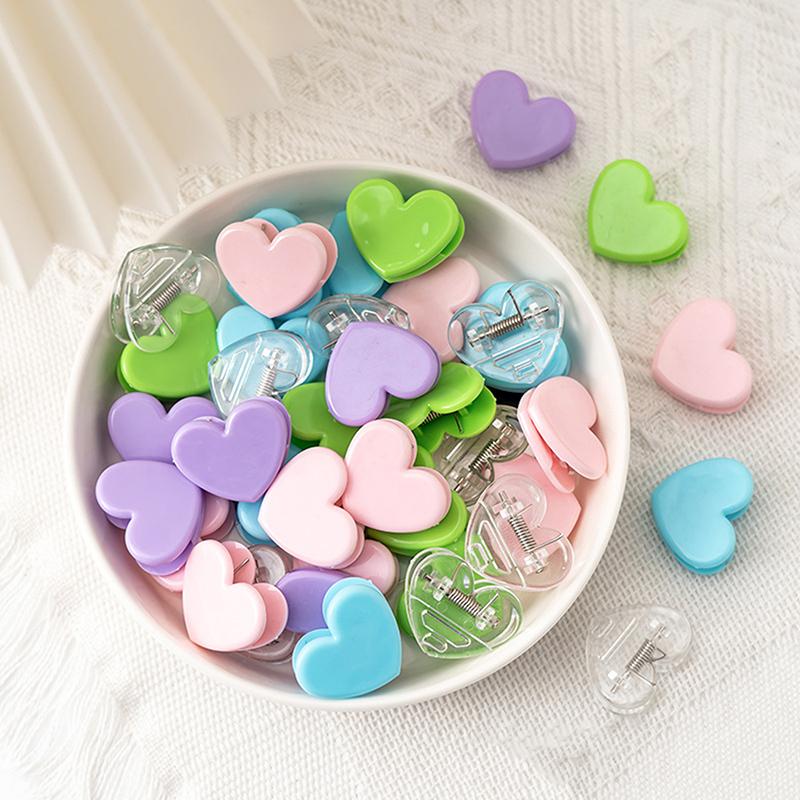 10Pcs Heart Shape Bulldog Grip Clips Food Bag Sealing Clamp Paper File Ticket Binder Photo Organizer Kitchen Office School
