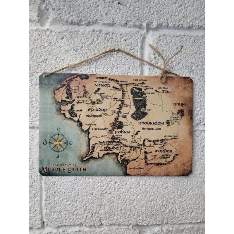 Vintage World Map Tin Sign, Antique Metal Wall Decor