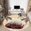 1PC Cat Sunglasses Office Round Area Rug,  Mat Suitable ForOffice, Under Office Chairs Bedroom Living Room Home Decor, Room Deco