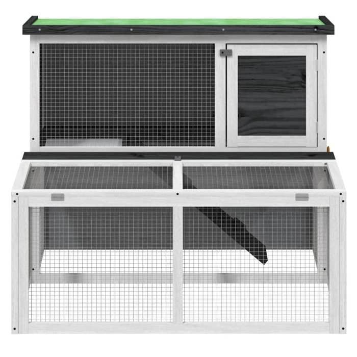 Clapier - Maison Exclusive - Gris - Bois de pin massif - 2 niveaux avec plateau extractible