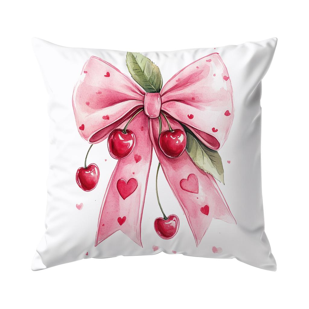 Bow Cherry Pattern Pillowcase Printed Polyester 40/45/50Cm Throw Pillowcover Decorative Sofa Cushion Pillowslip Home Decor