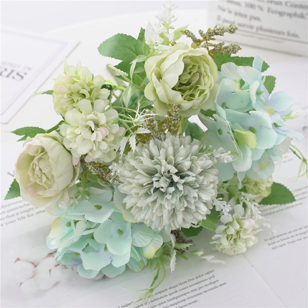 Peony & Daisy Silk Bouquet: 7-Fork Faux Flowers for Home Decoration