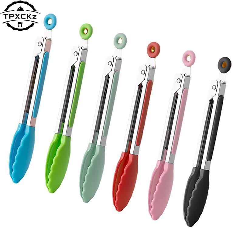 Silikon BBQ Grillen Tong Küche Kochen Salat Brot Servieren Tong Antihaft Grill Clip Clamp Edelstahl Werkzeuge Gadgets