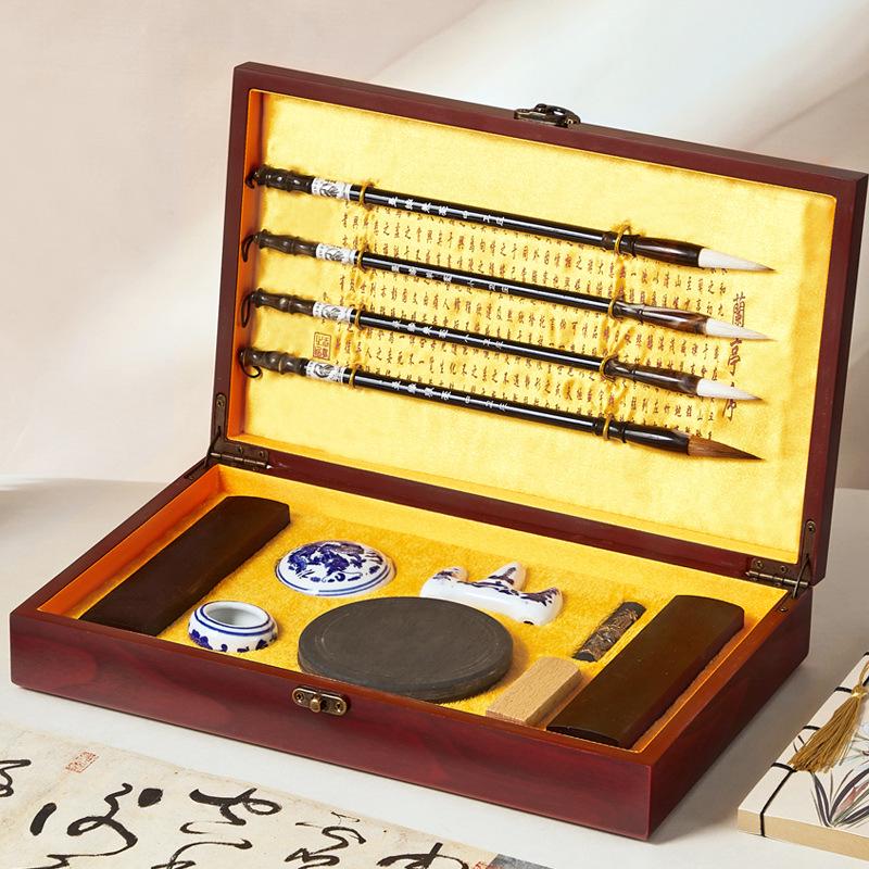 Wei Zhuang Calligraphy Gift Set: Brushes, Ink, Paper, Inkstone & Seal