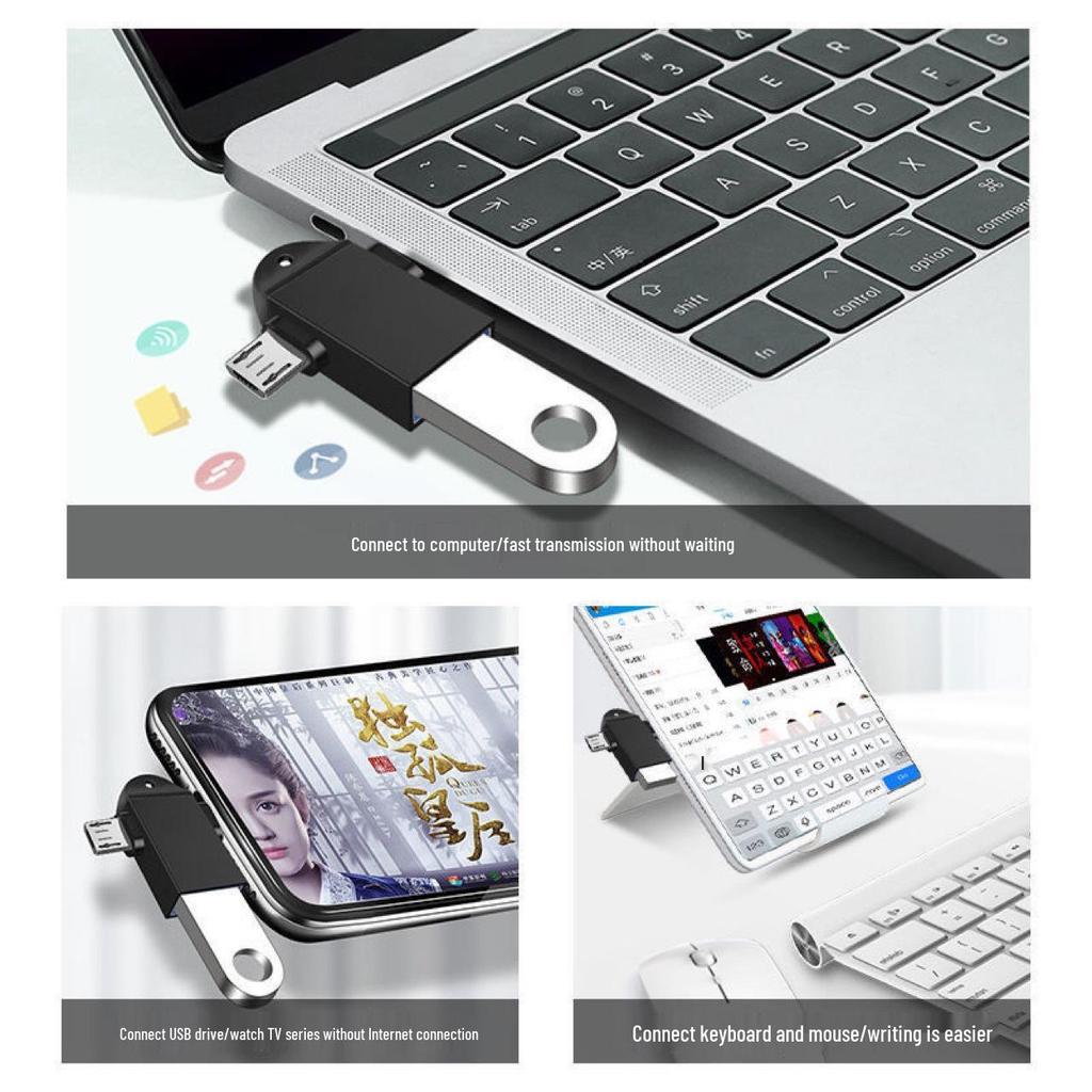 OTG USB-C Adapter: Multi-Function Converter for Mobile Phones & U Disks, Universal for Android.
