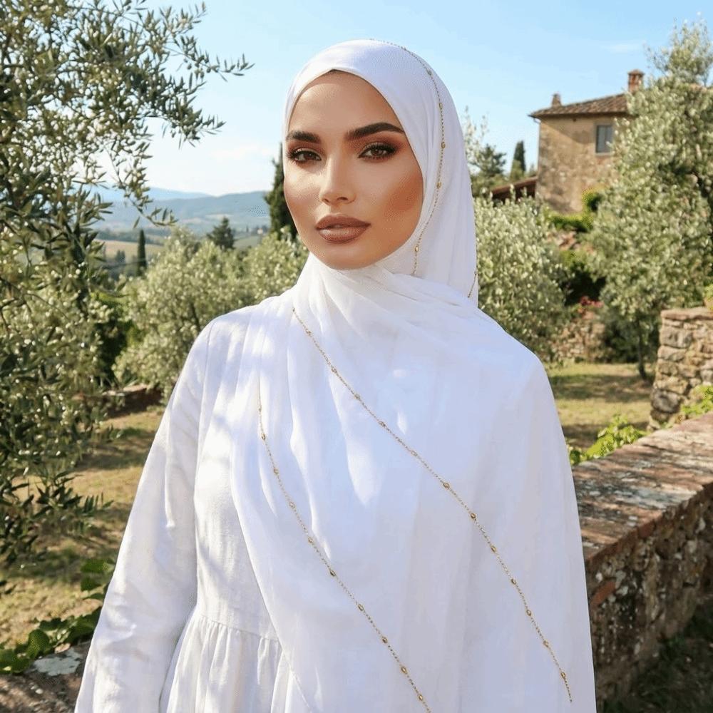 Solid Color Jersey Hijab Soft Stretch Shawl Fashion Rhinestone Hijab Scarf For Women