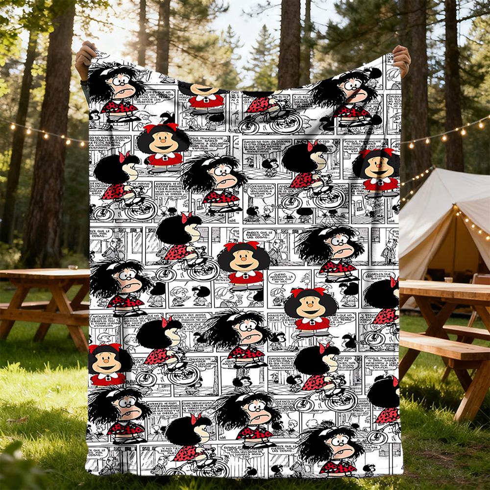 1 ST Mafalda Comics Buitenkleed Lichtgewicht Flanel, Zacht & Warm, Gebruik in Alle Seizoenen voor Bank, Buiten, Kamperen, Woonkamer, Kantoor31