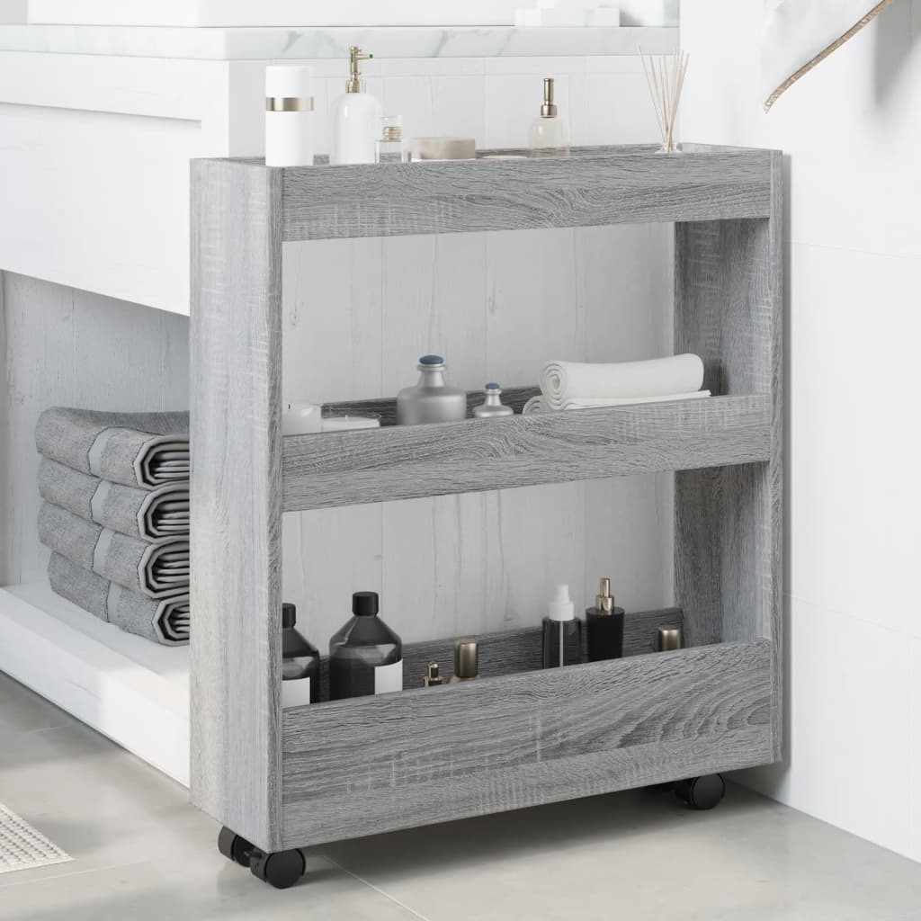 Narrow 3-storey Bathroom Storage Cart, Sofa Side Storage Shelf, Hallway Shelf, 60x18x70cm