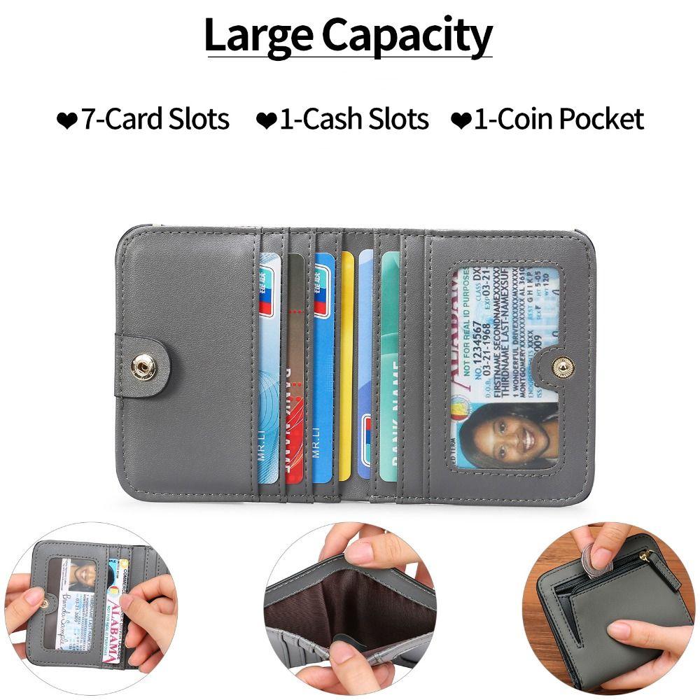 PU Women's Short Wallet Ultra thin Short Clutch Printed Card Bag Korean version Multifunction PU Leather Card Holder Women